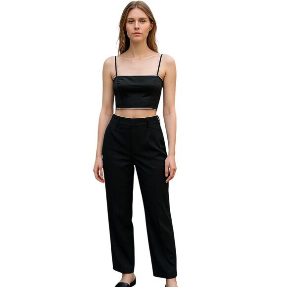 RACHEL ZOE Black Satin‎ Corset Crop Tube Top Metallic Trim size 4 NWT - Picture 4 of 4